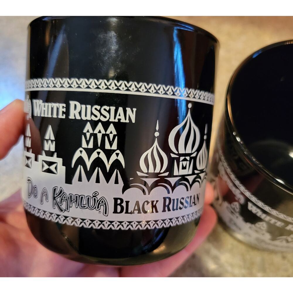Set of 2 Kahlua Black Amber Drink Glasses White Russian Black Russian Libbey USA